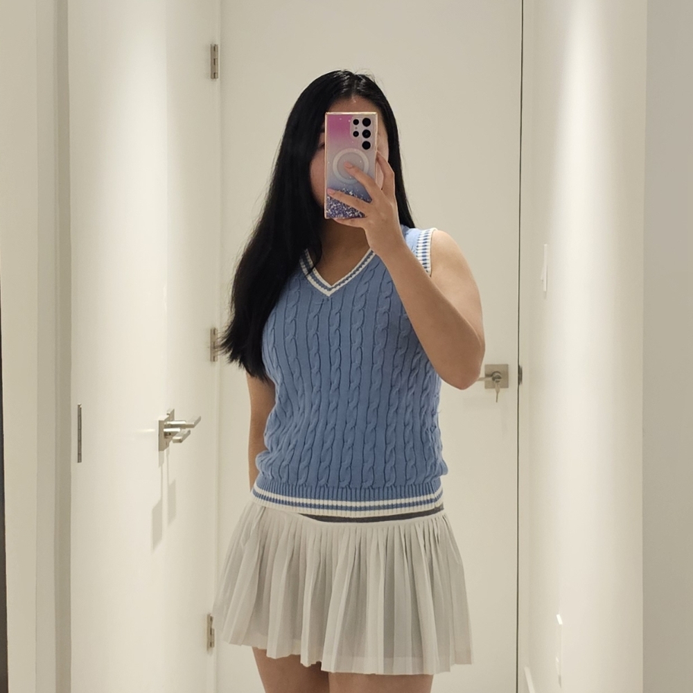 Brandy Melville Blue Cable Knit Sweater Vest